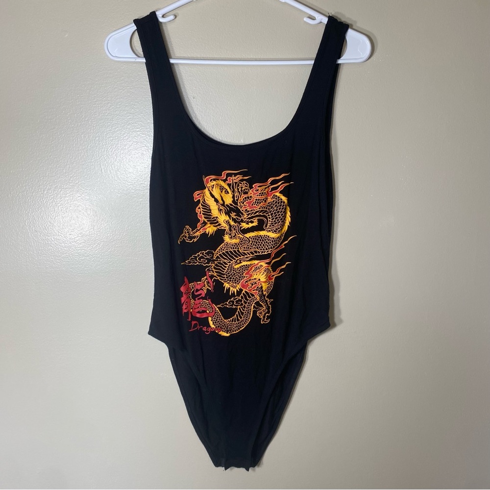 NWOT Black Fire Dragon Bodysuit
